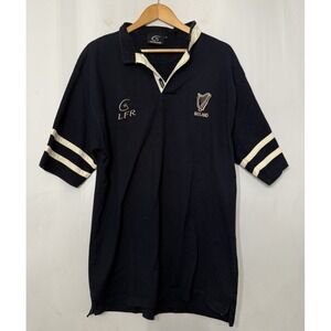 Live for Rugby Navy Gold Ireland L Jersey Polo Shirt Guinness Harp